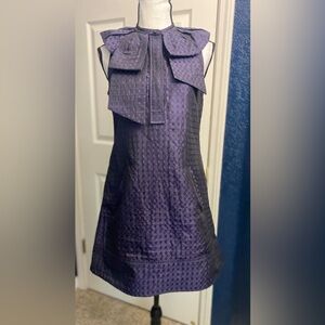 BCBGMaxAzria Deep Purple Sleeveless Bow-Front Mini Dress